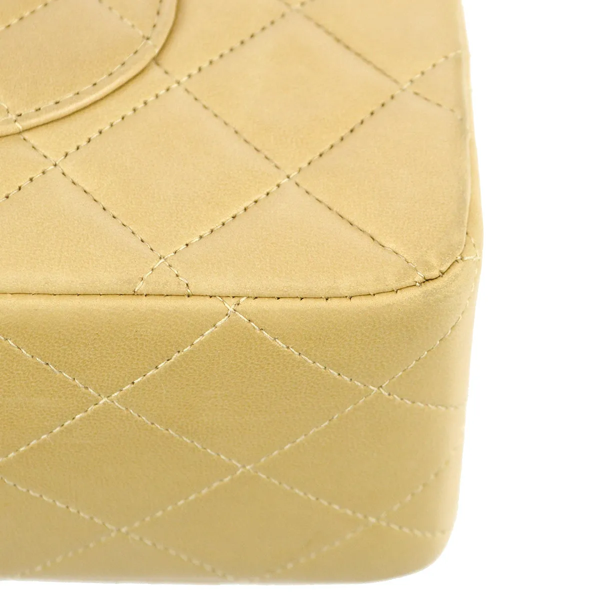 Chanel 1994-1996 Classic Double Flap Medium Shoulder Bag Beige Lambskin