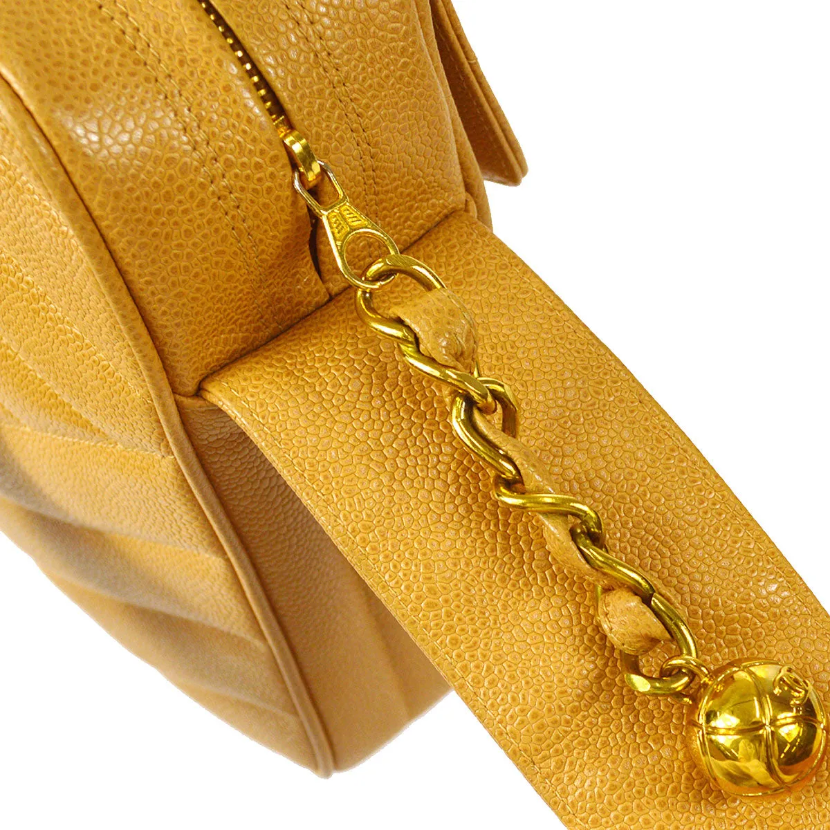 CHANEL 1994-1996 Diagonal Pocket Camera Bag Jumbo Beige Caviar