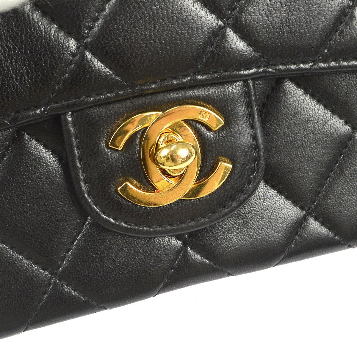 Chanel 1994 Classic Flap Handbag Micro Black Lambskin
