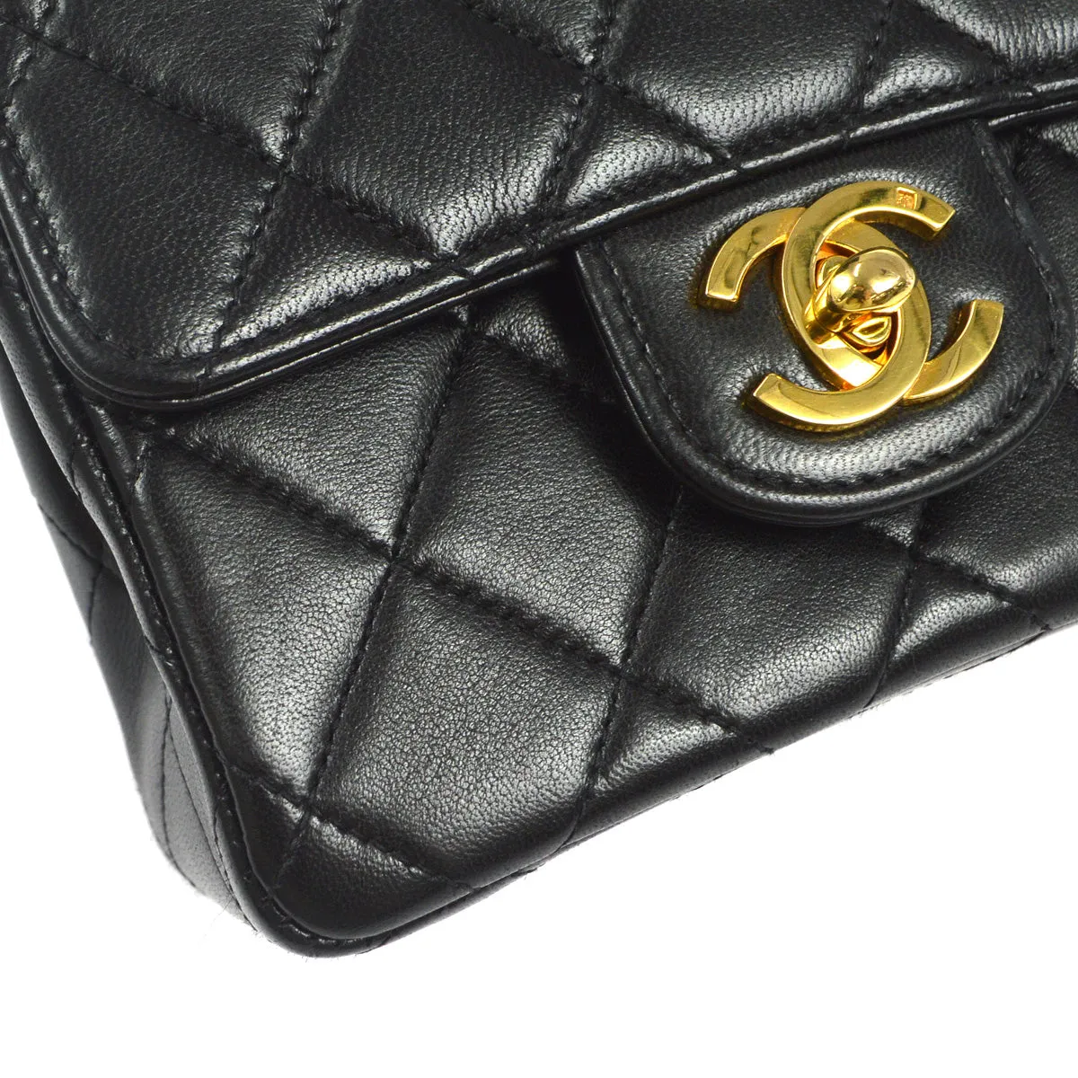 Chanel 1994 Classic Flap Handbag Micro Black Lambskin