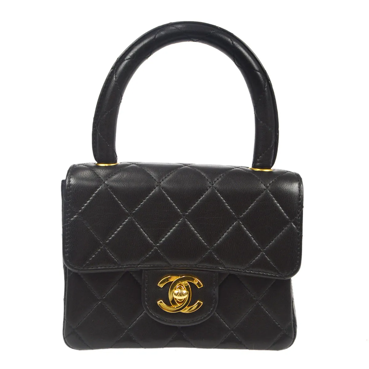 Chanel 1994 Classic Flap Handbag Micro Black Lambskin
