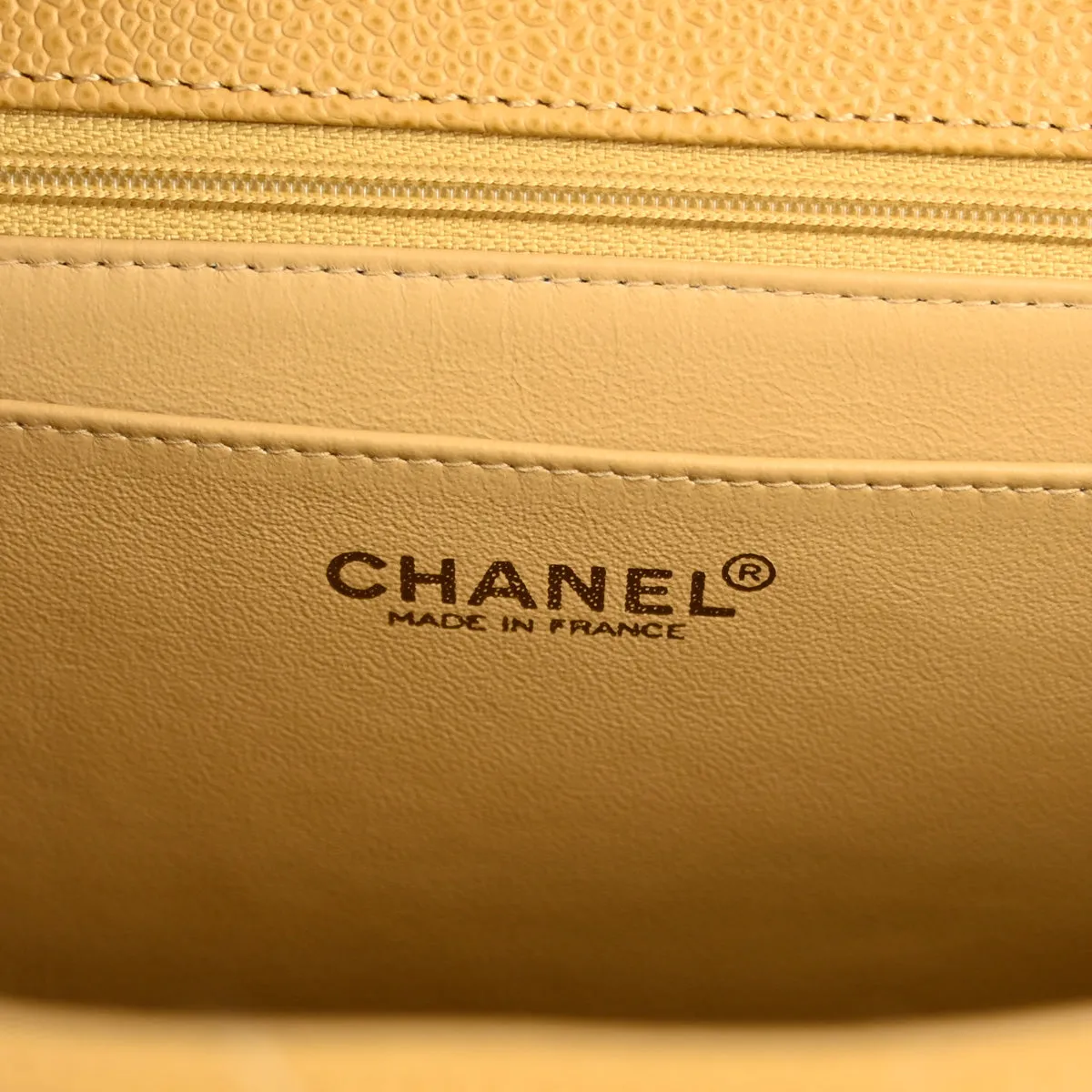 Chanel 1997-1999 Beige Caviar Kelly Handbag