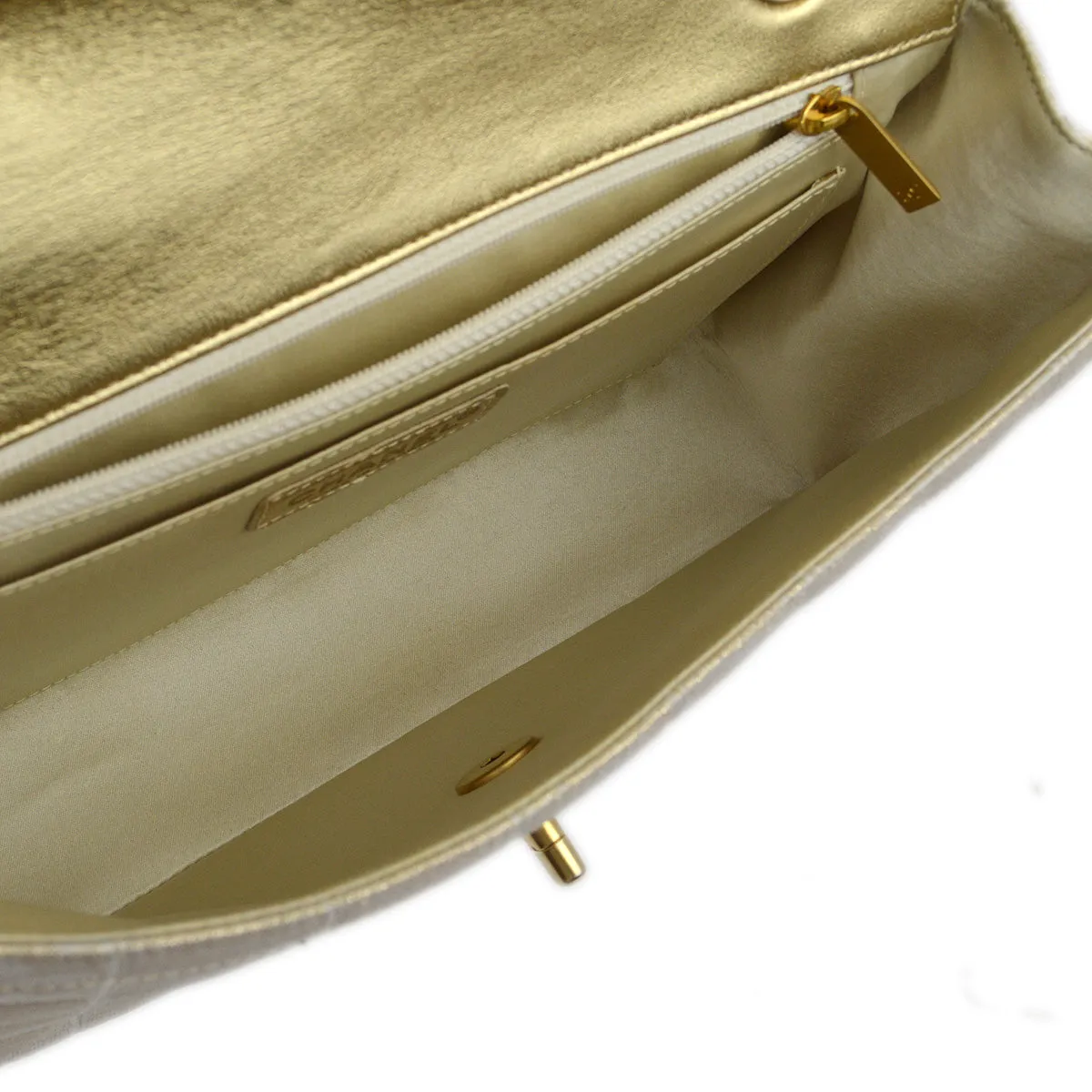 Chanel 2000-2001 Gold Jacquard Nylon Travel Line Shoulder Bag