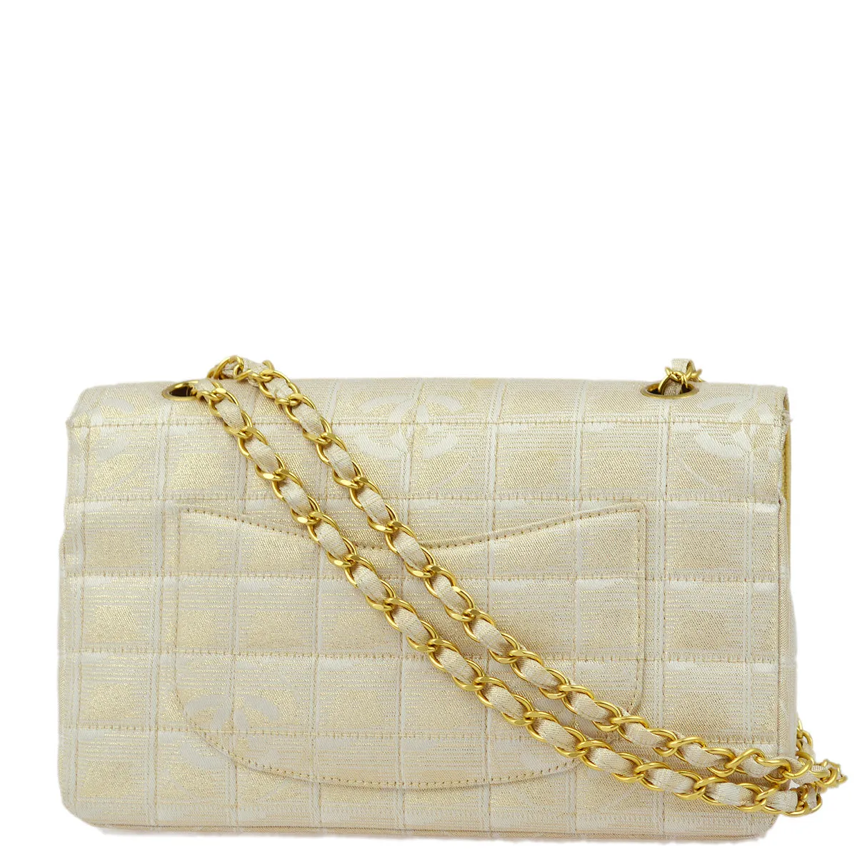 Chanel 2000-2001 Gold Jacquard Nylon Travel Line Shoulder Bag