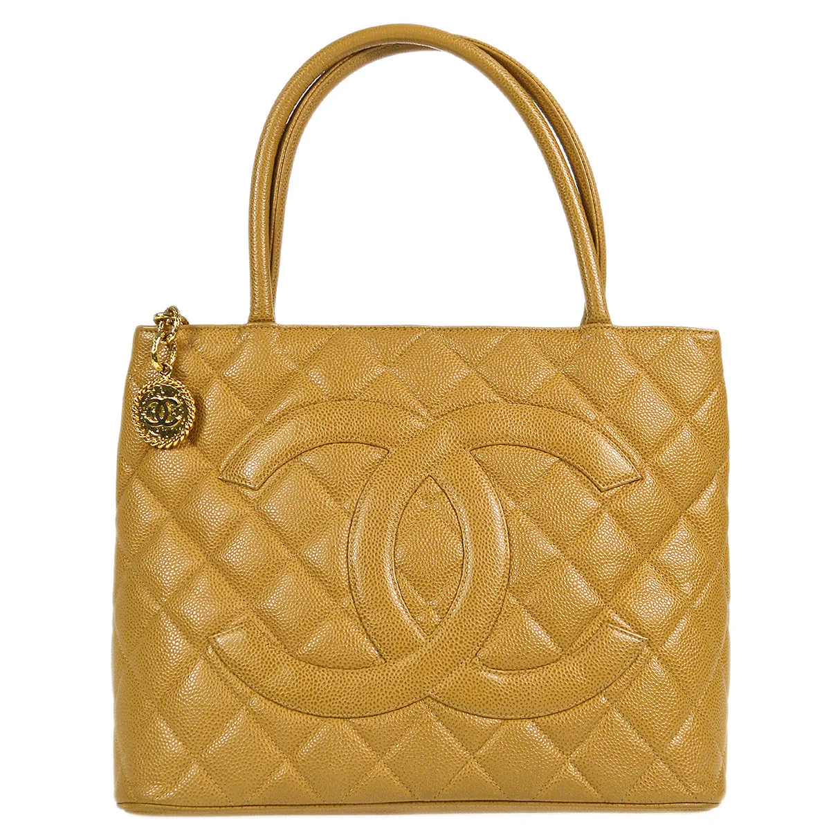 Chanel 2000-2001 Medallion Tote Beige Caviar