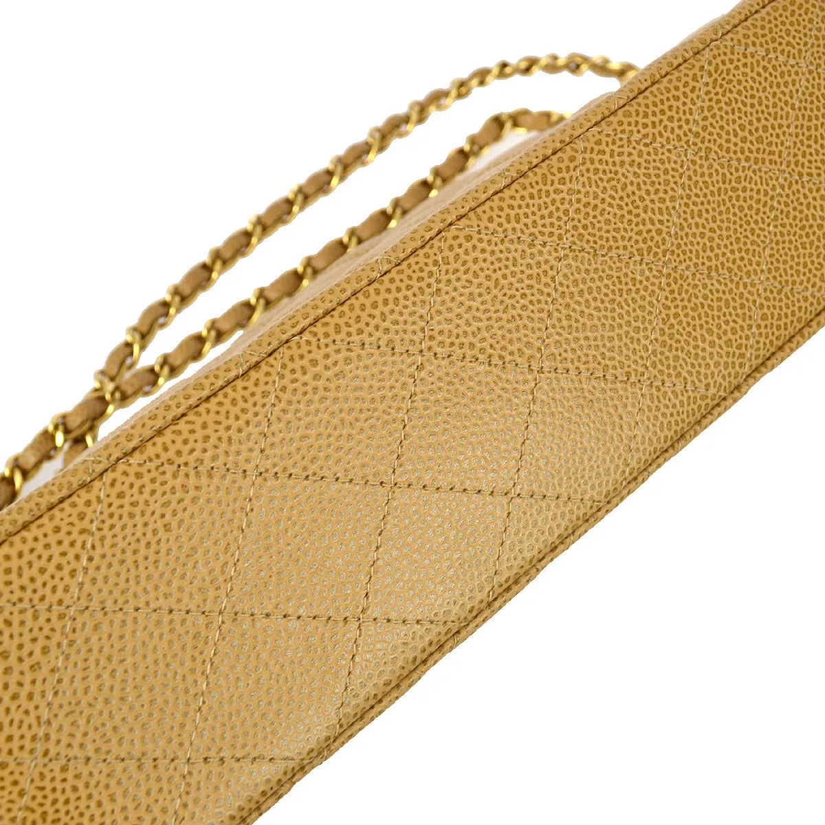Chanel 2001-2003 Beige Caviar Medium Classic Double Flap Bag SHW