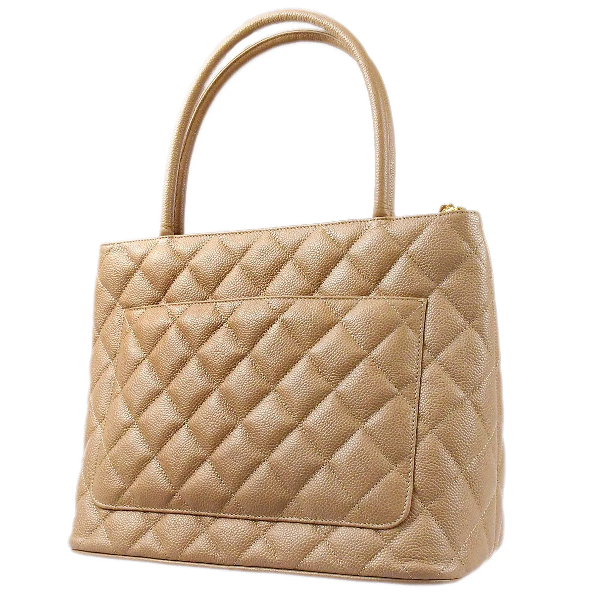 Chanel 2001-2003 Medallion Tote Beige Caviar