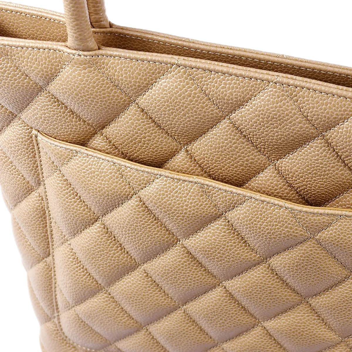 Chanel 2001-2003 Medallion Tote Beige Caviar