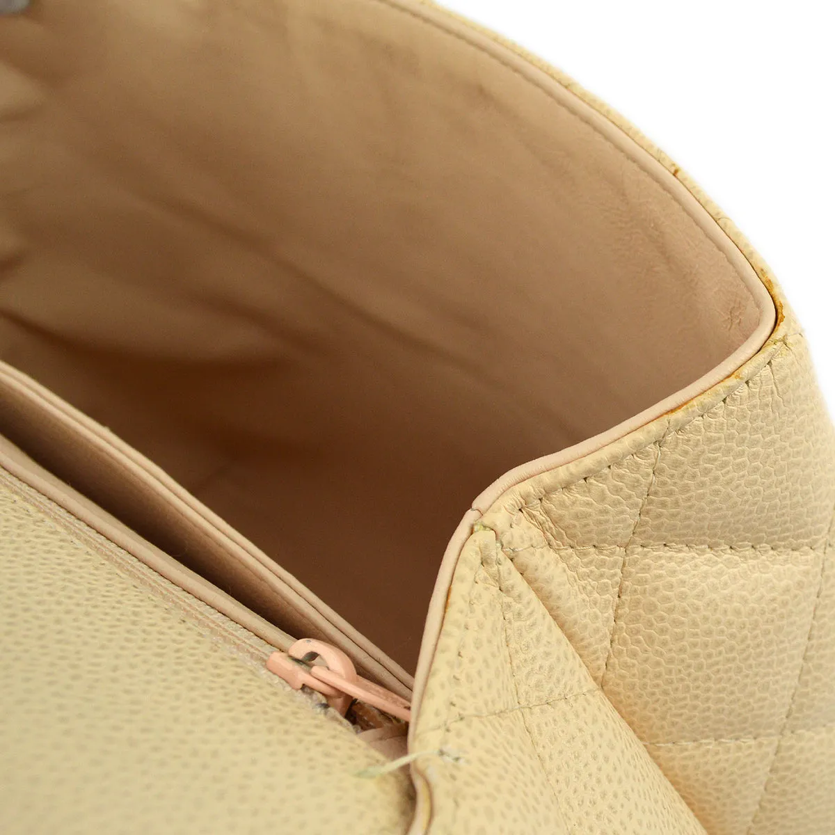 Chanel 2003-2004 Beige Caviar Kelly Handbag