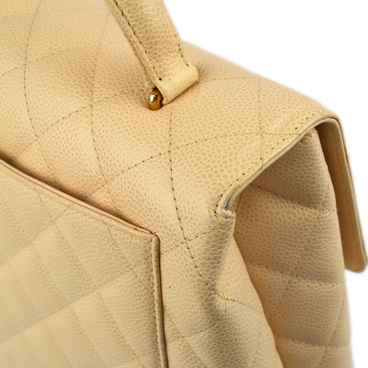 Chanel 2003-2004 Beige Caviar Kelly Handbag