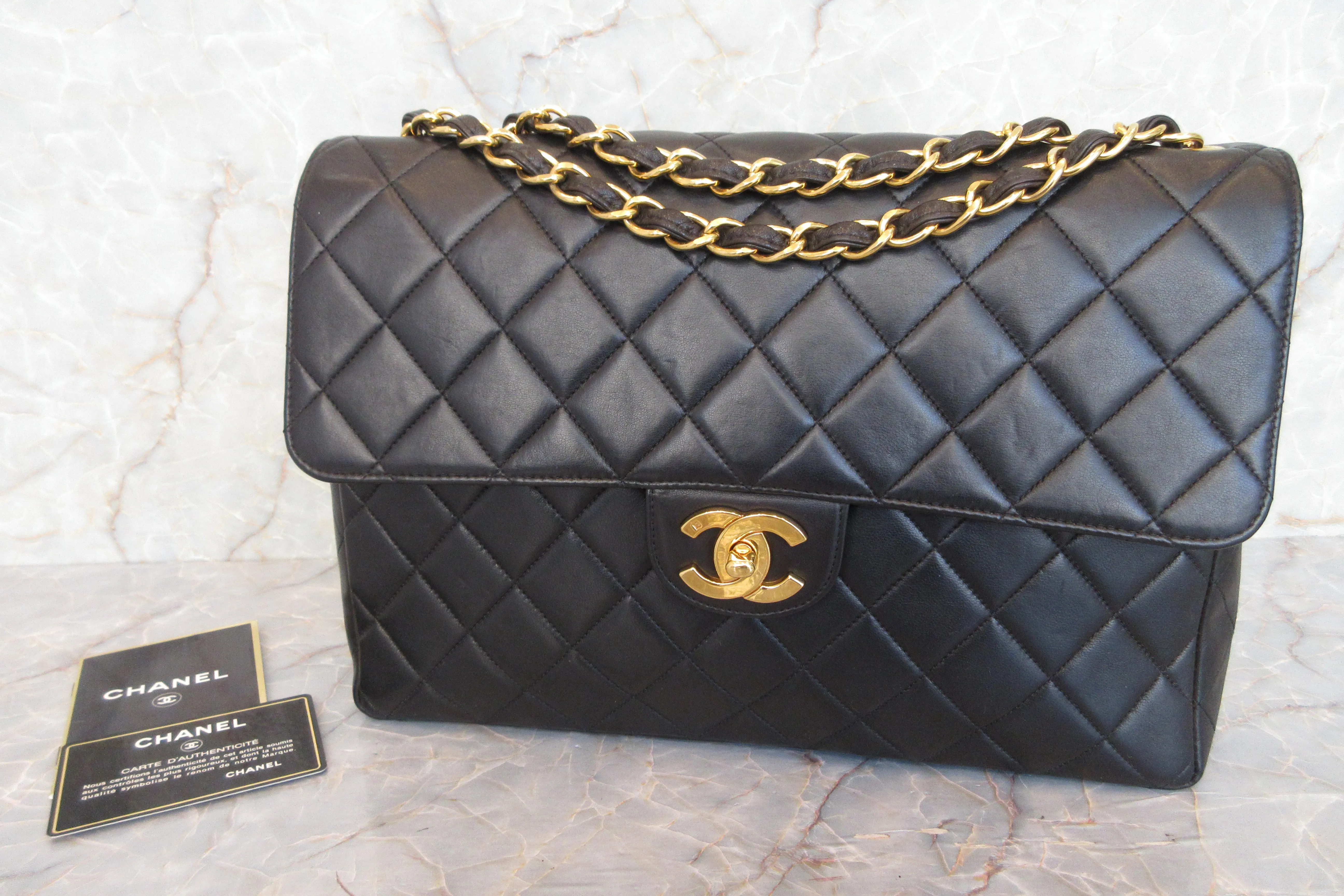 CHANEL/シャネル ワイルドステッチハンドバッグ ラムスキン ブラック/ゴールド金具 ハンドバッグ 600080208