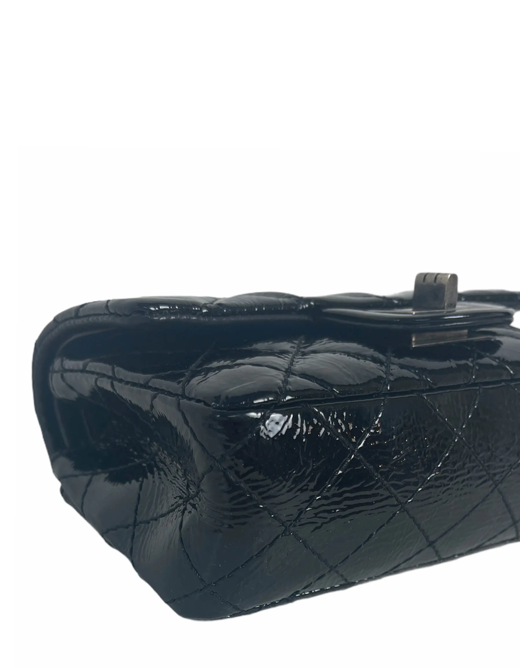 Chanel Black Aged Patent Leather 2.55 Reissue Clutch Bag