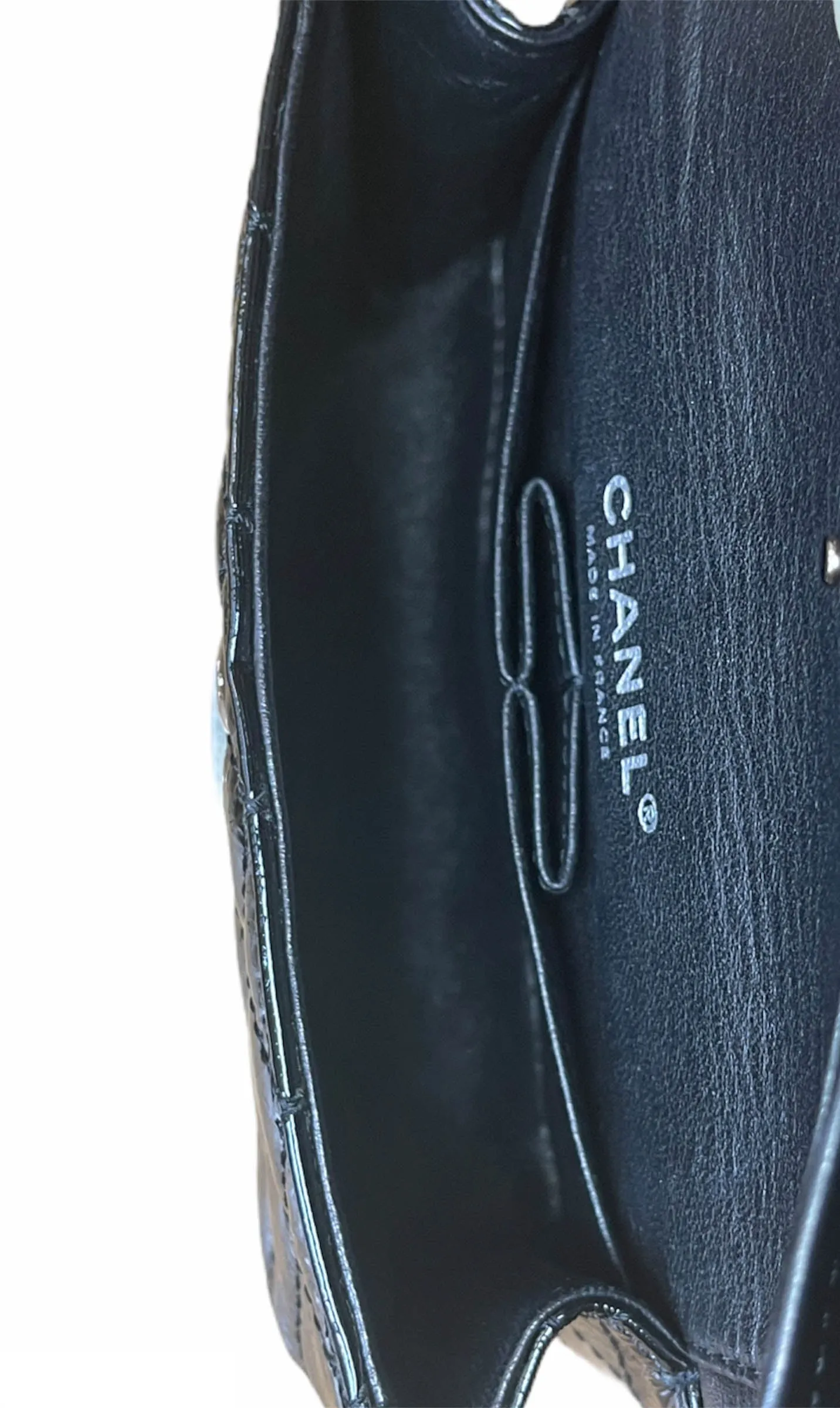 Chanel Black Aged Patent Leather 2.55 Reissue Clutch Bag