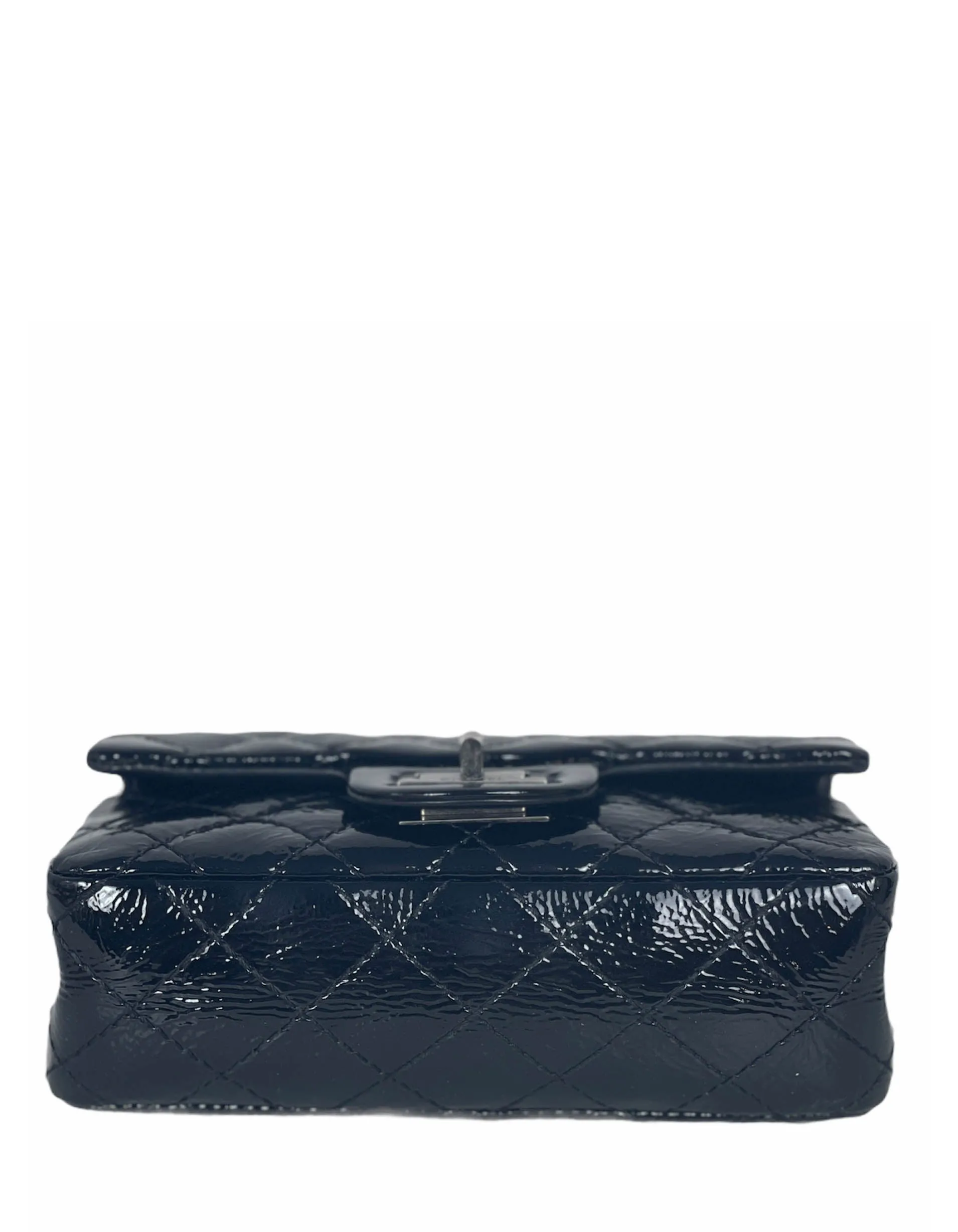 Chanel Black Aged Patent Leather 2.55 Reissue Clutch Bag