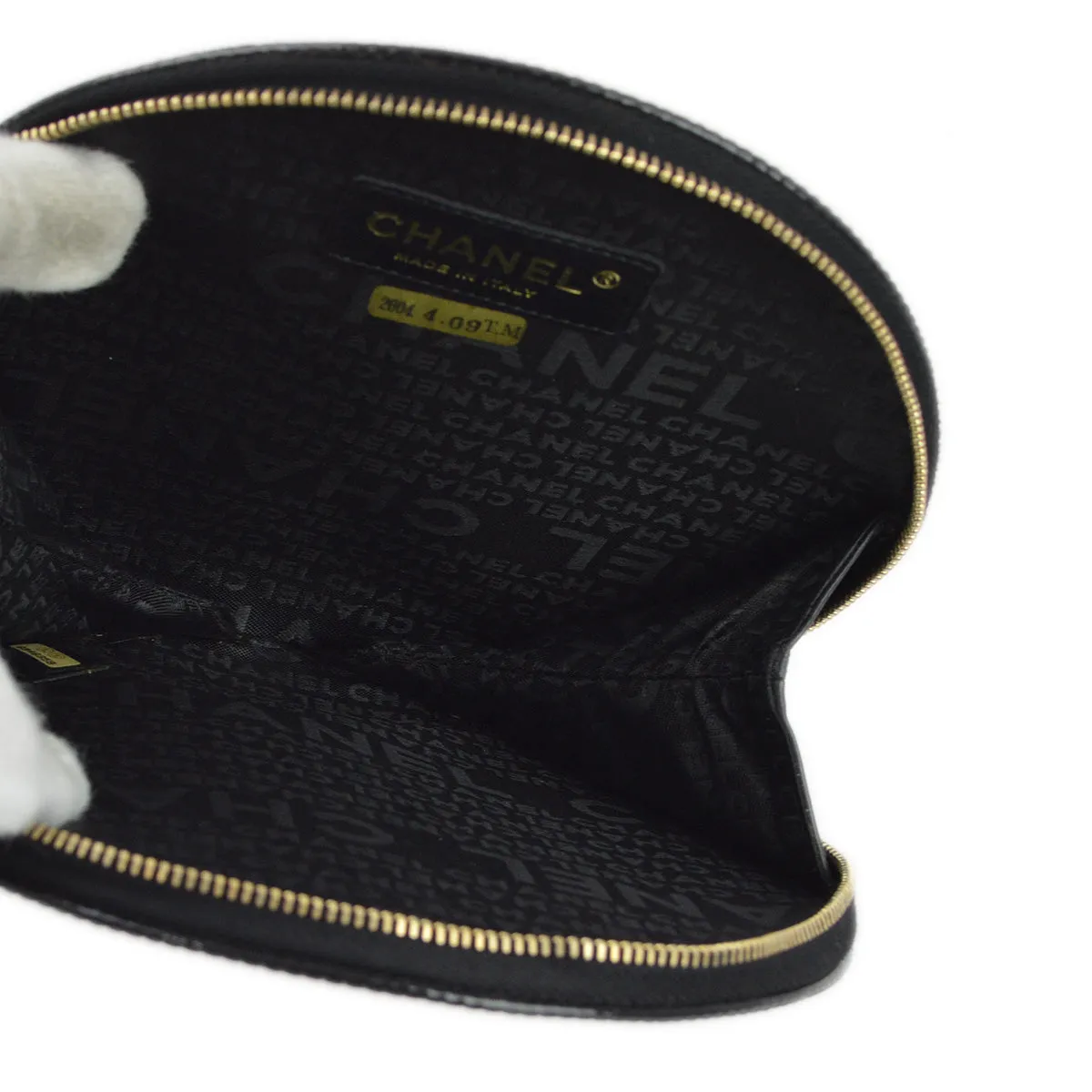 Chanel Black Patent Leather Record Clutch Bag 173209