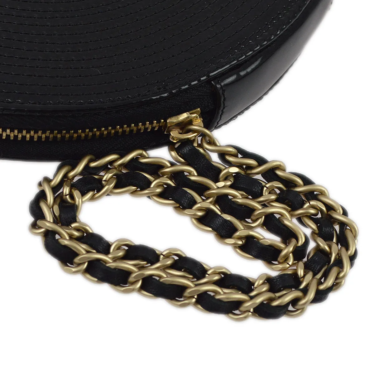 Chanel Black Patent Leather Record Clutch Bag 173209