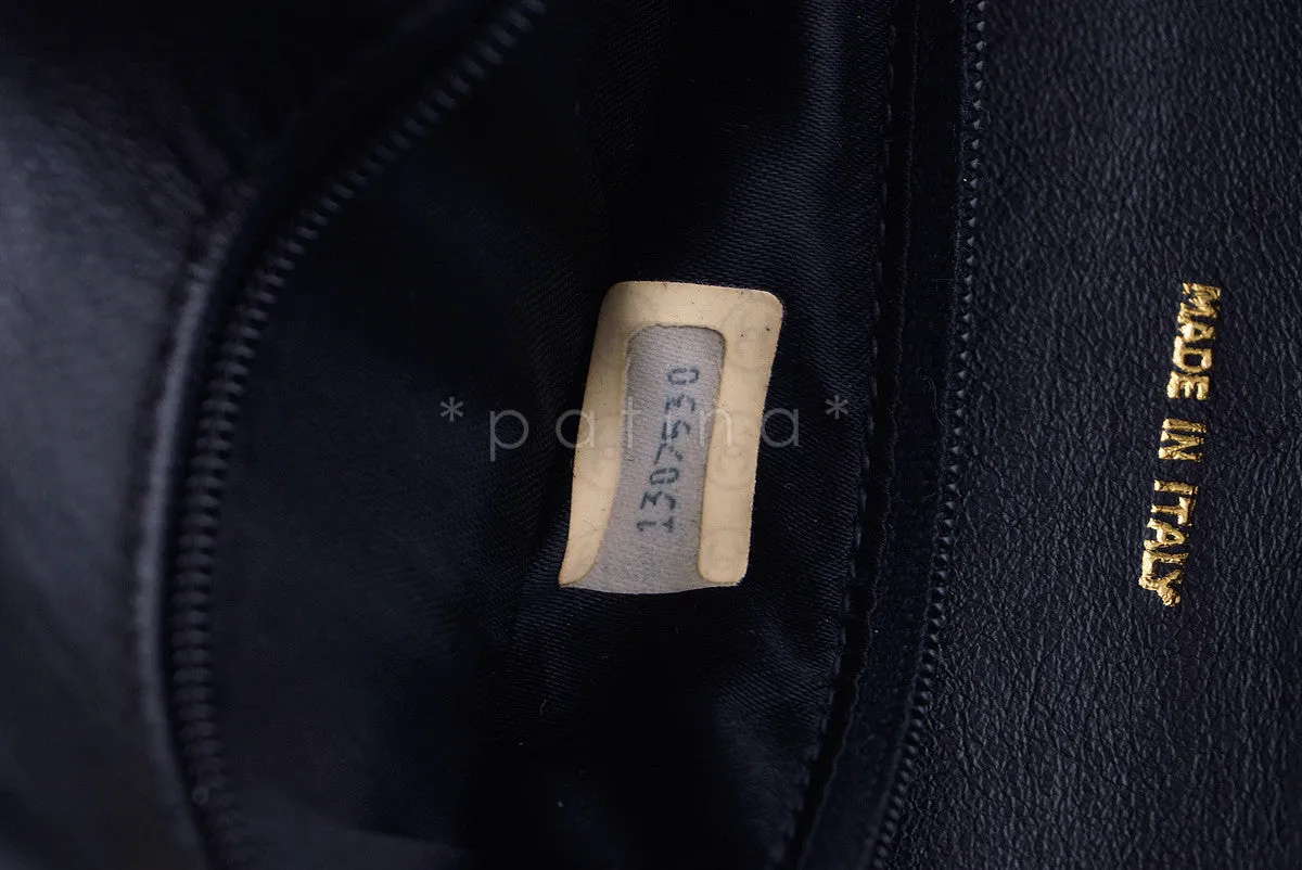 Chanel Black Patent Quilted Vintage Timeless Logo Classic Flap Bag