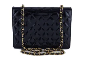 Chanel Black Patent Quilted Vintage Timeless Logo Classic Flap Bag