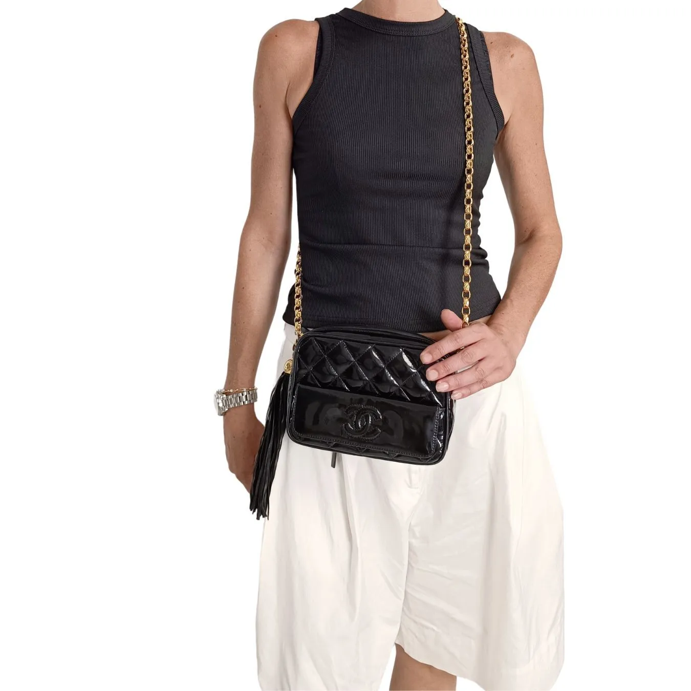 CHANEL Chanel Chanel vintage Camera Matelasse bag in patent leather