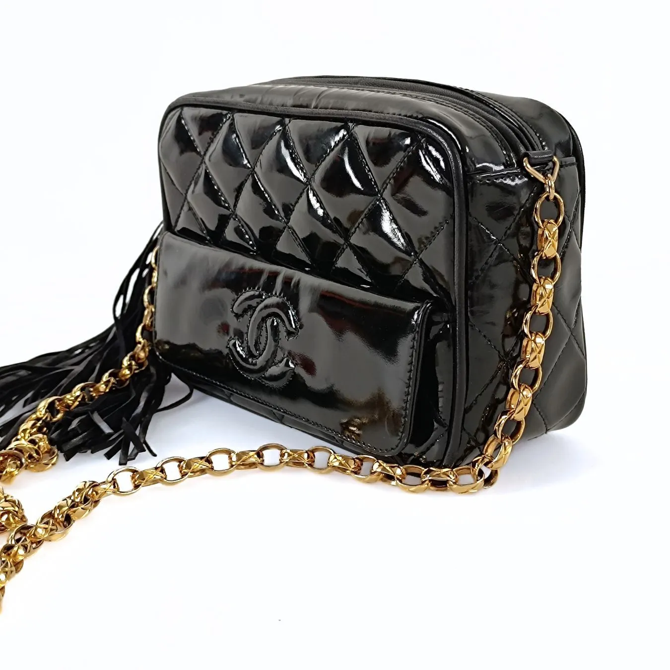CHANEL Chanel Chanel vintage Camera Matelasse bag in patent leather