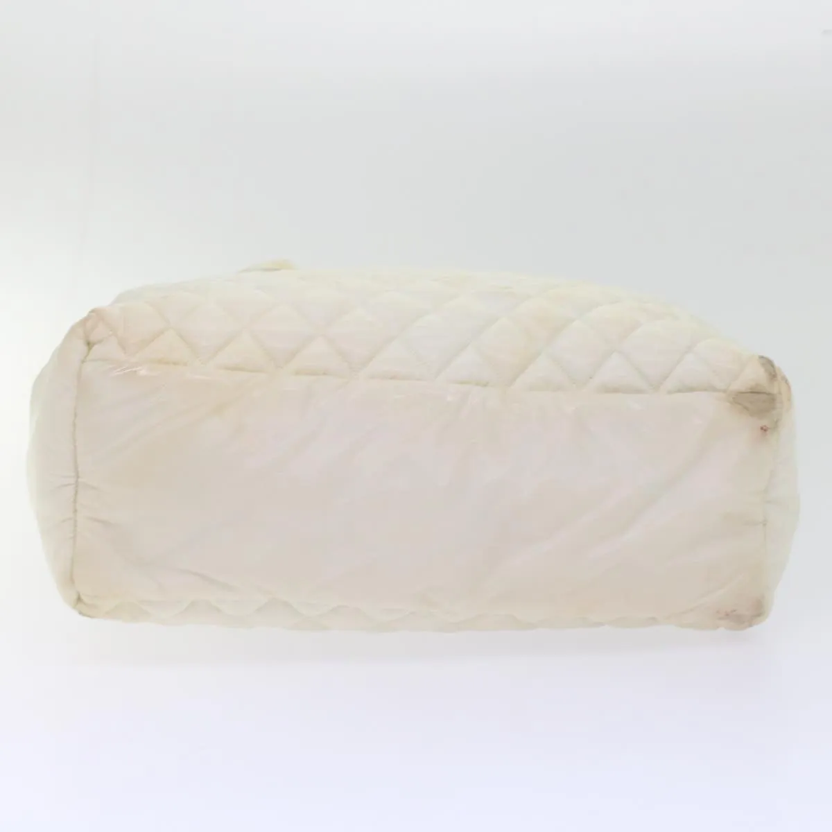 CHANEL Coco Cocoon Hand Bag Patent Leather White CC  bs6942