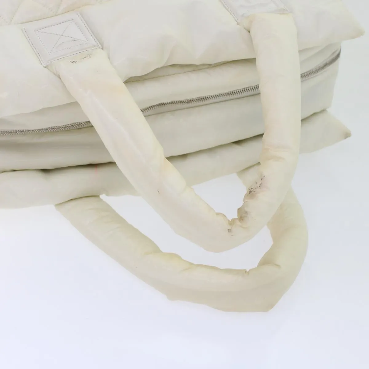CHANEL Coco Cocoon Hand Bag Patent Leather White CC  bs6942