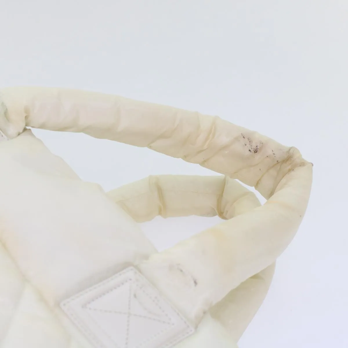 CHANEL Coco Cocoon Hand Bag Patent Leather White CC  bs6942
