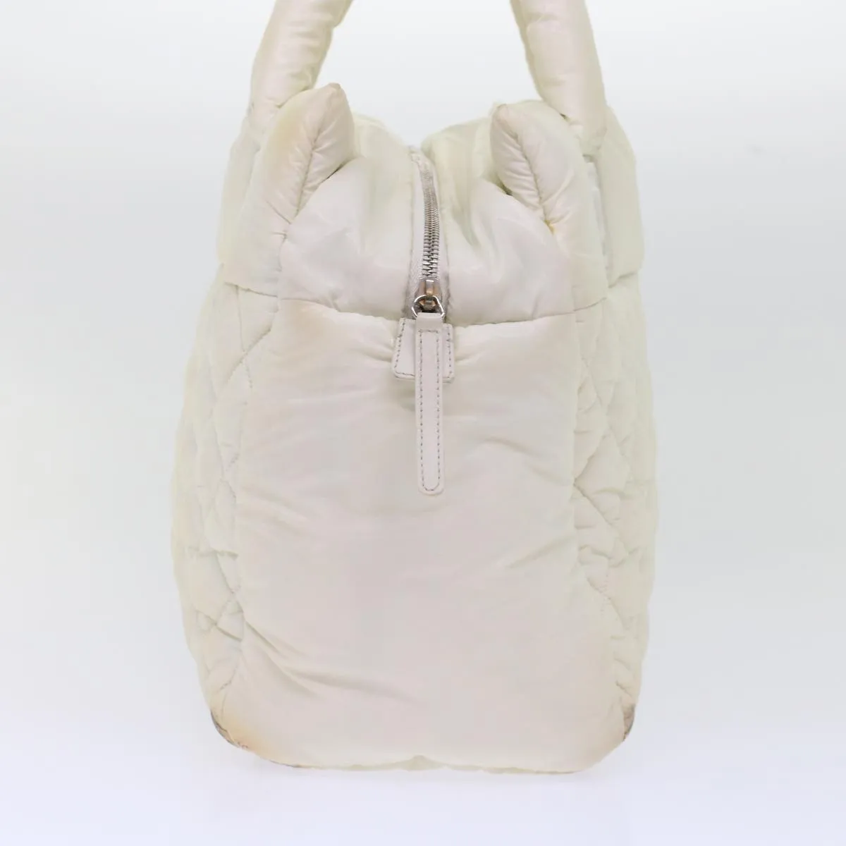 CHANEL Coco Cocoon Hand Bag Patent Leather White CC  bs6942