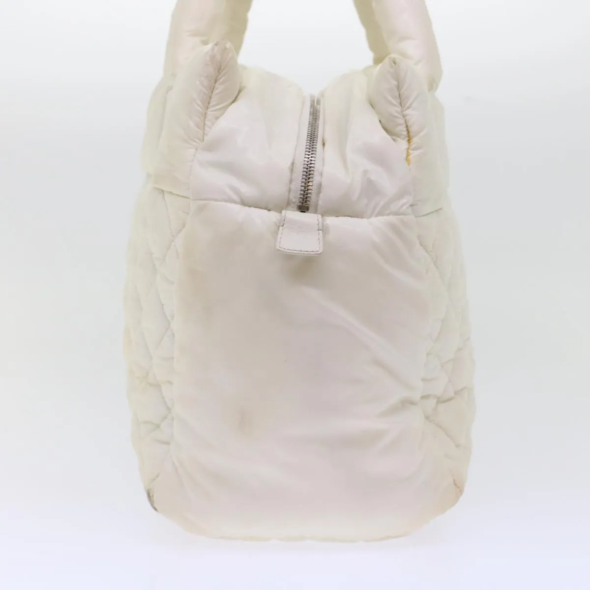 CHANEL Coco Cocoon Hand Bag Patent Leather White CC  bs6942