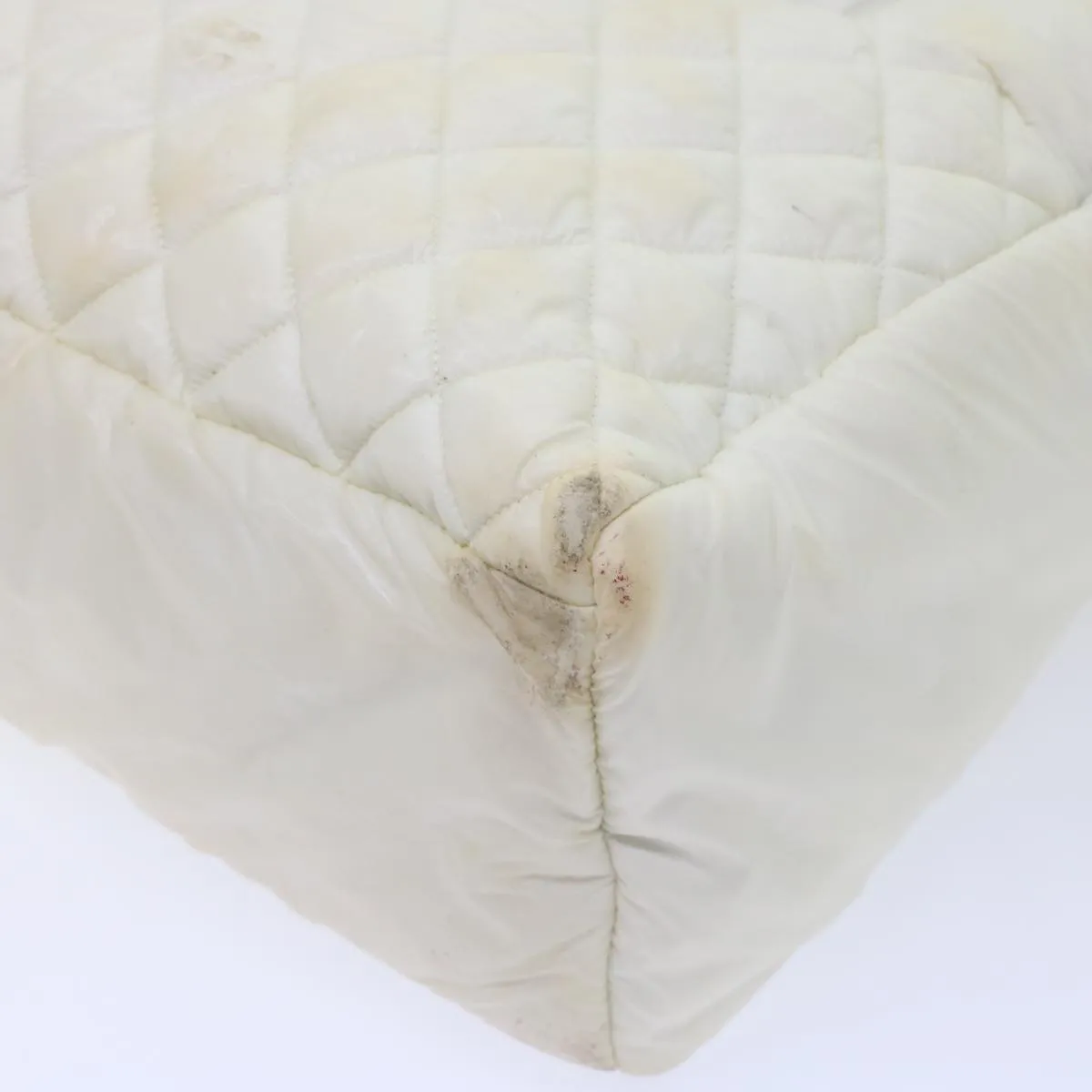 CHANEL Coco Cocoon Hand Bag Patent Leather White CC  bs6942