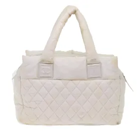 CHANEL Coco Cocoon Hand Bag Patent Leather White CC  bs6942