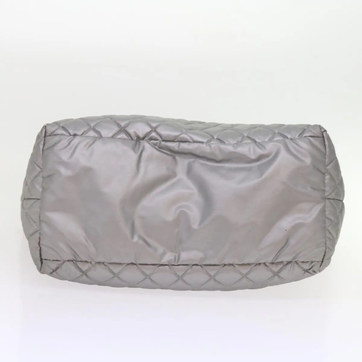 CHANEL Cococoon Hand Bag Patent leather Silver CC Auth bs10169