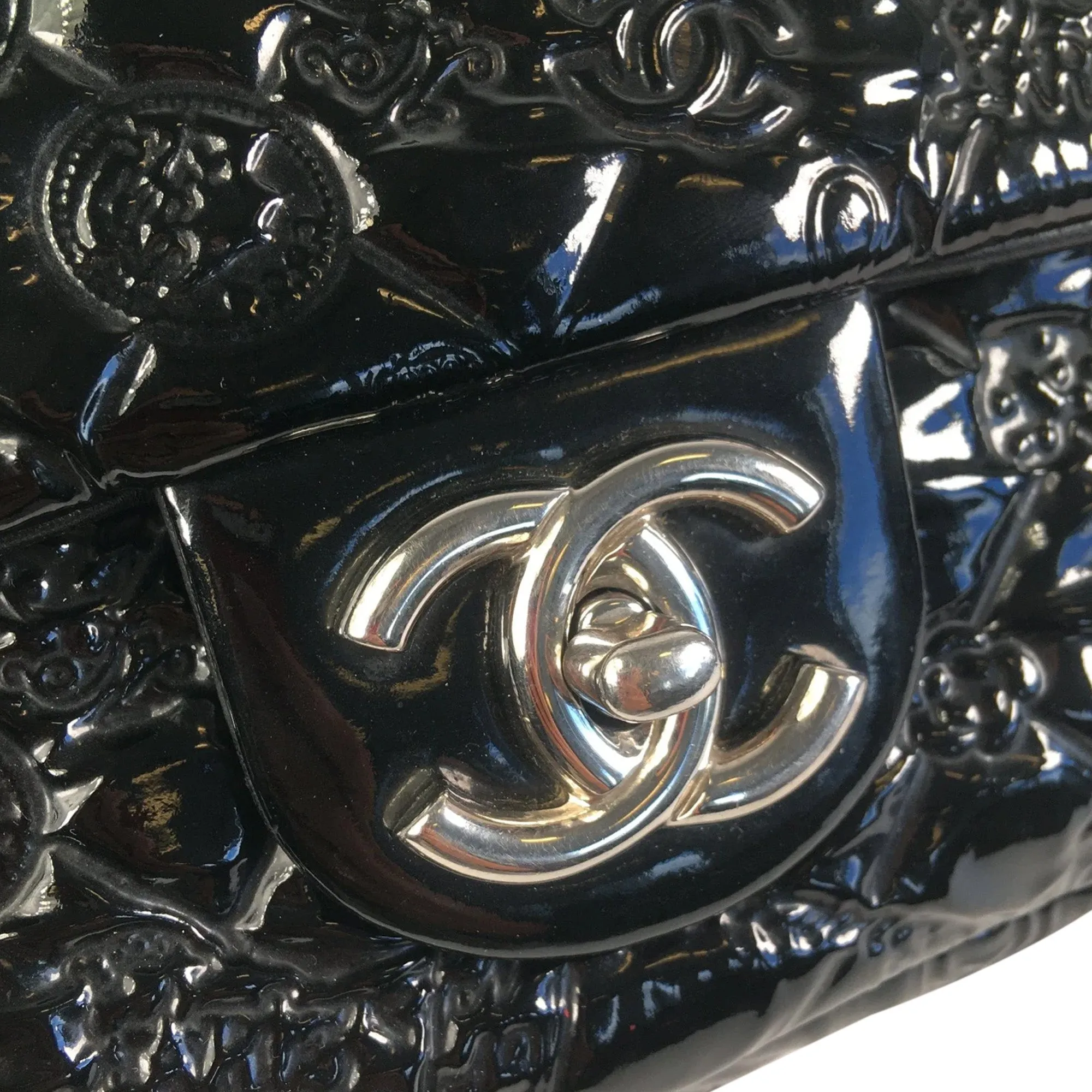 Chanel Jumbo Patent Lucky Symbols Flap Shoulder Bag