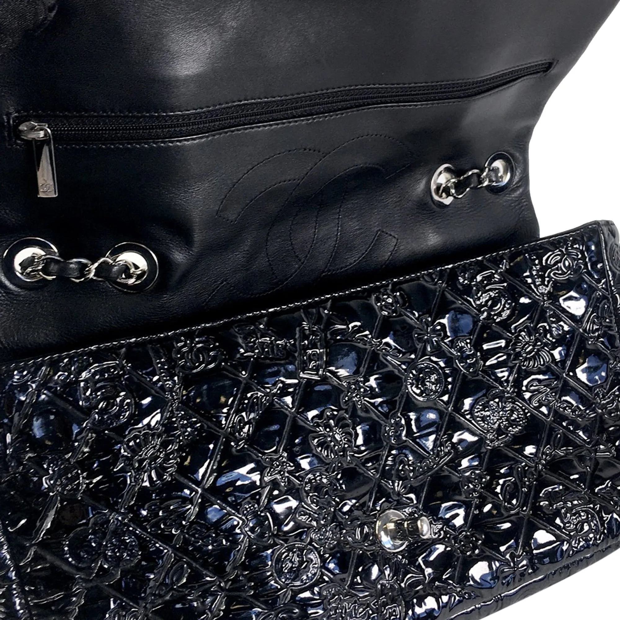 Chanel Jumbo Patent Lucky Symbols Flap Shoulder Bag