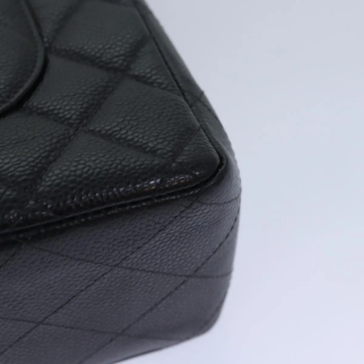 CHANEL Matelasse 30 Turn Lock Chain Bag Caviar Skin Black CC ar11992A