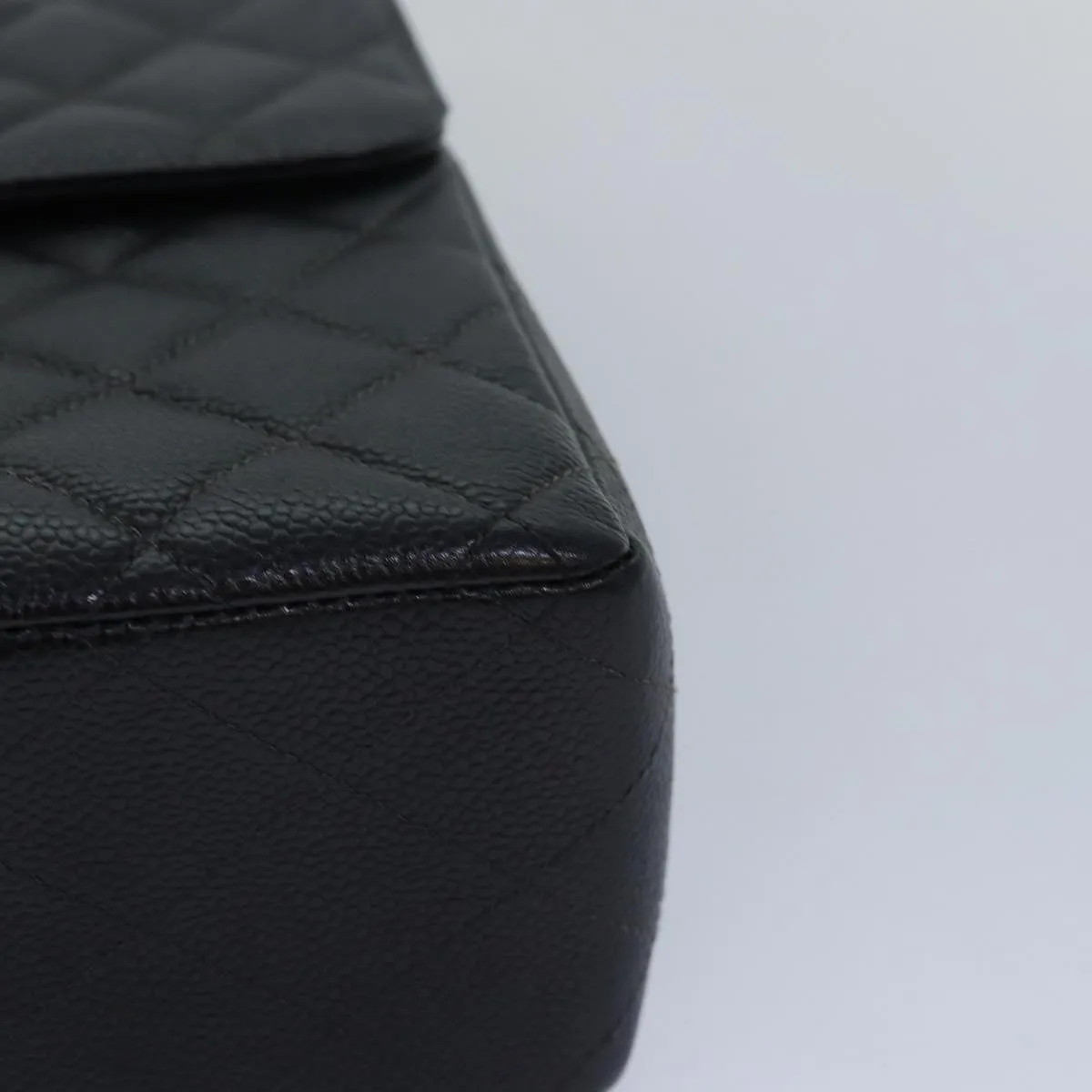 CHANEL Matelasse 30 Turn Lock Chain Bag Caviar Skin Black CC ar11992A