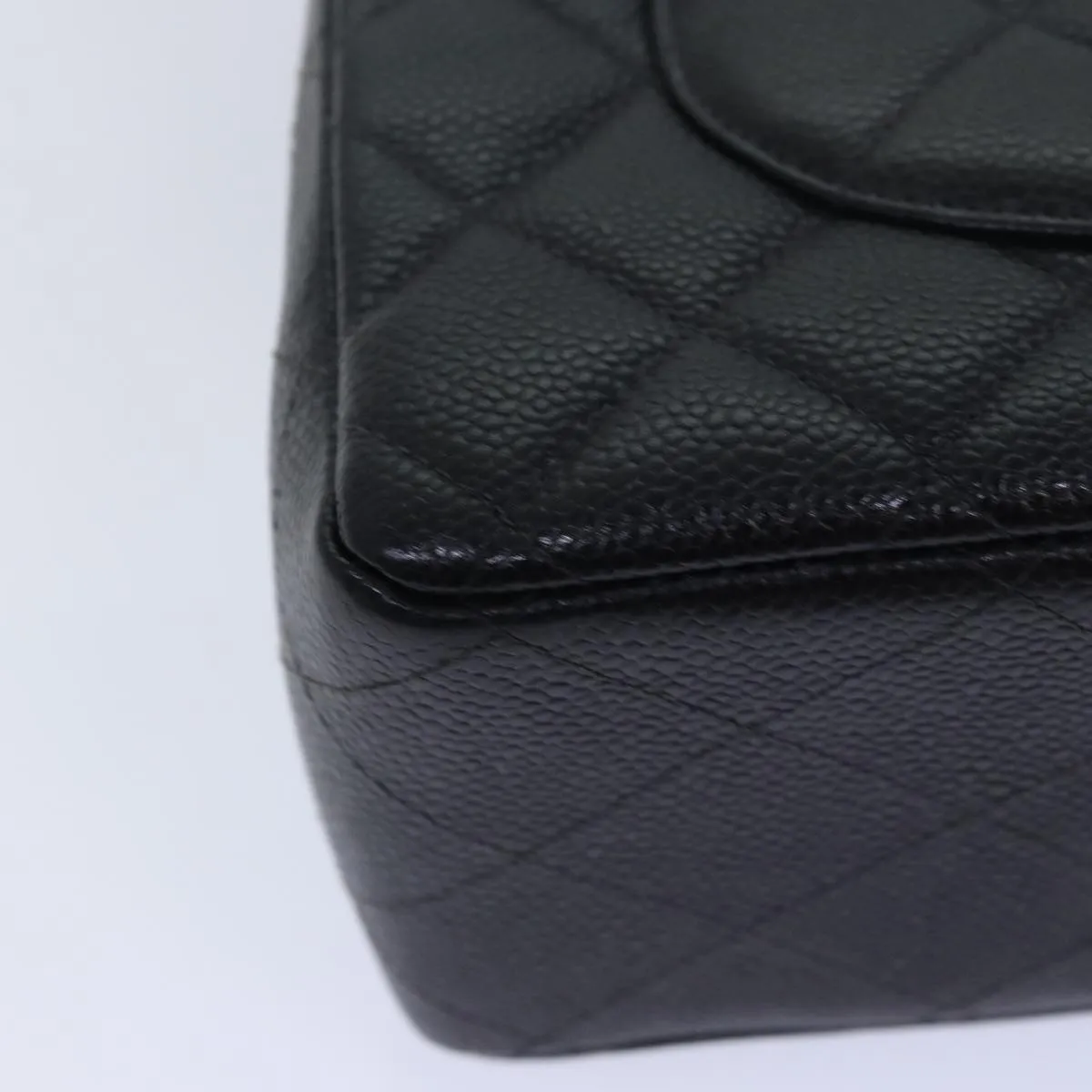 CHANEL Matelasse 30 Turn Lock Chain Bag Caviar Skin Black CC ar11992A