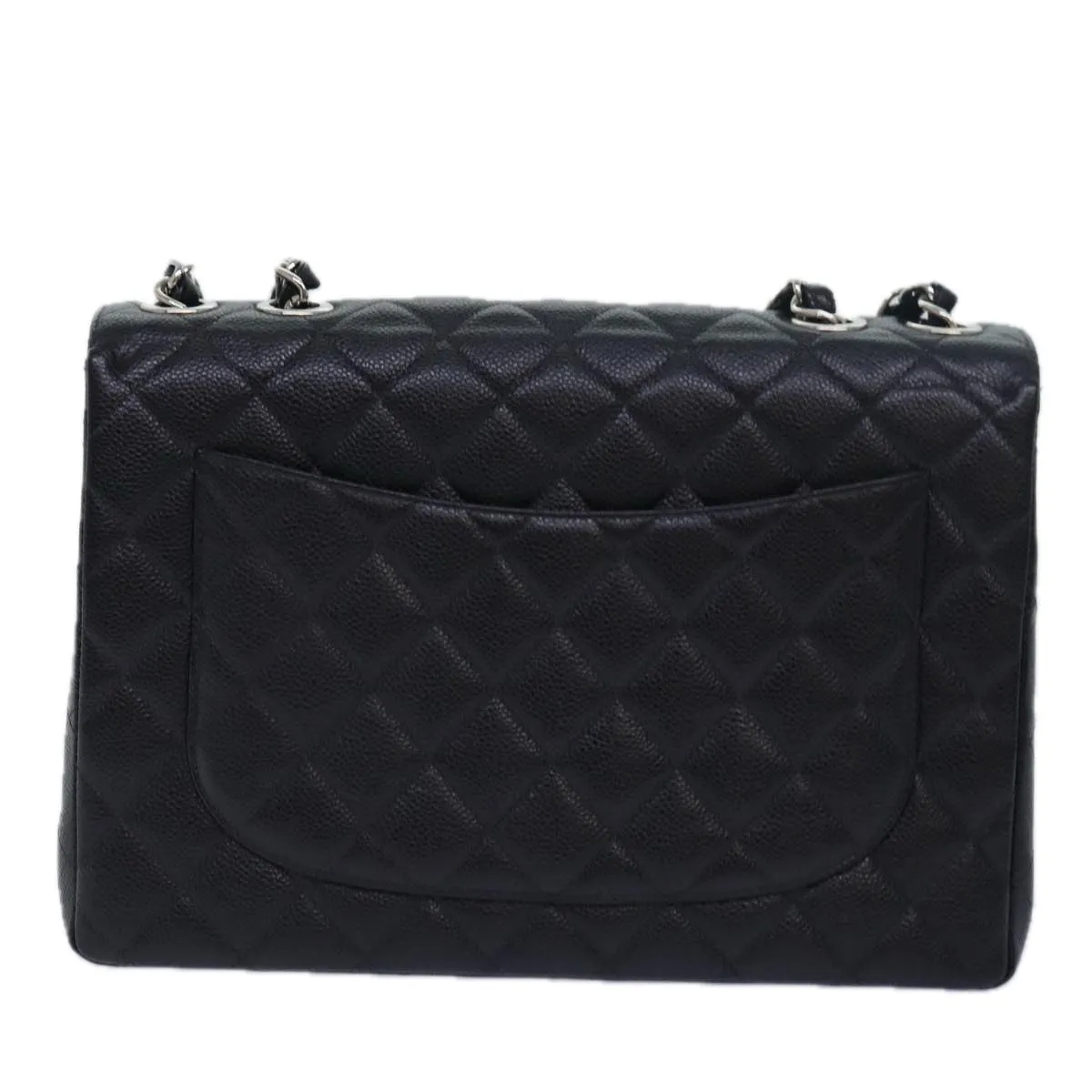 CHANEL Matelasse 30 Turn Lock Chain Bag Caviar Skin Black CC ar11992A