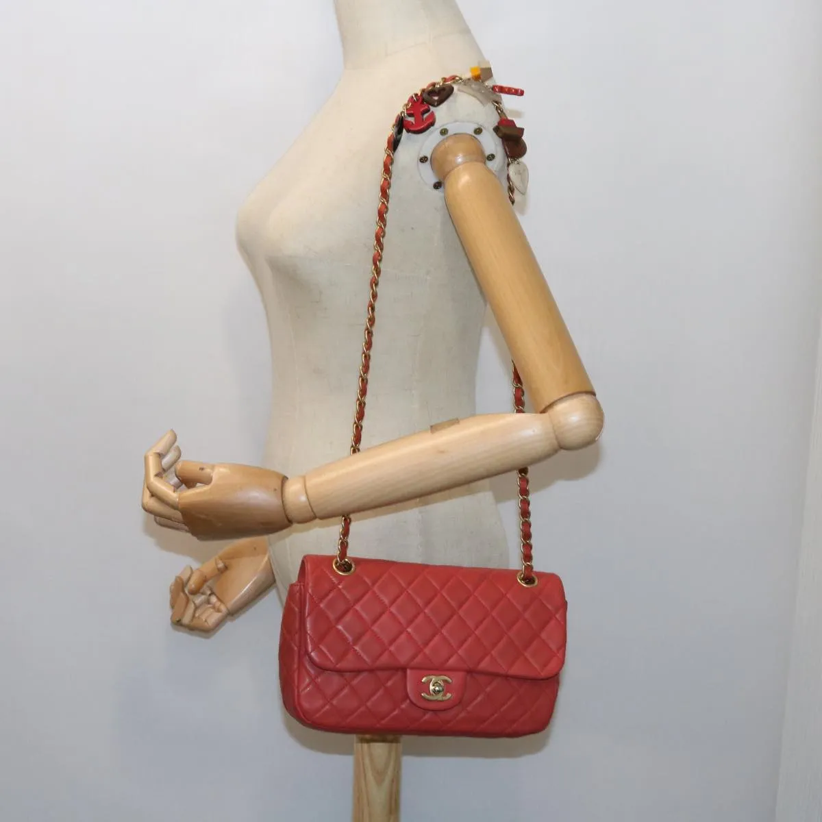 CHANEL Matelasse Chain Shoulder Bag Lamb Skin Valentine Only Pink CC 57072A