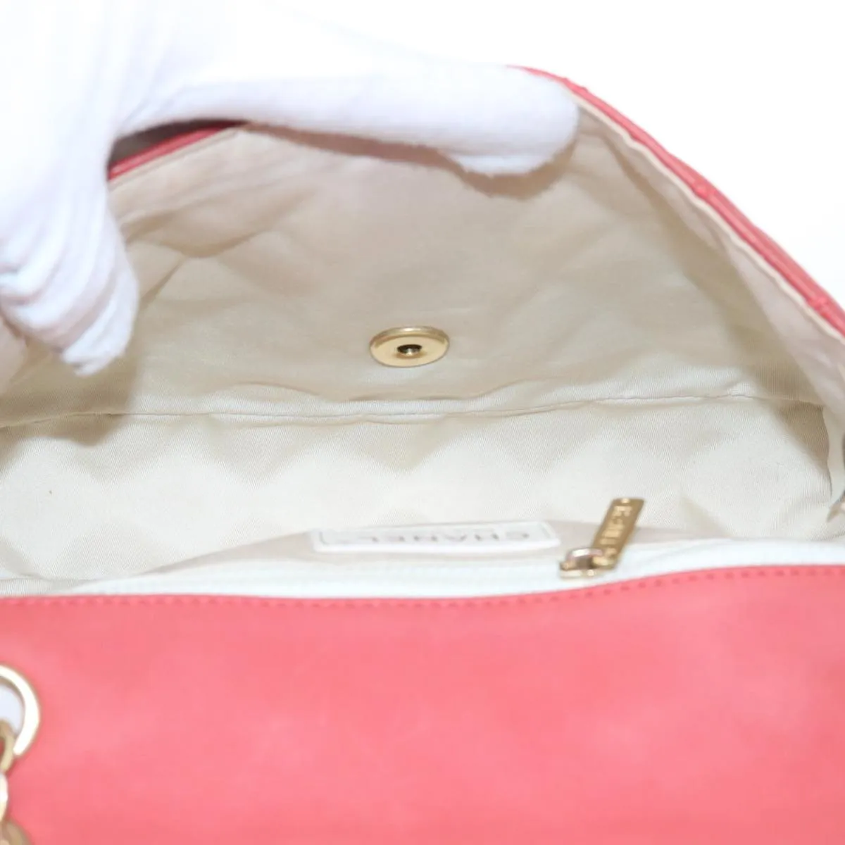 CHANEL Matelasse Chain Shoulder Bag Lamb Skin Valentine Only Pink CC 57072A