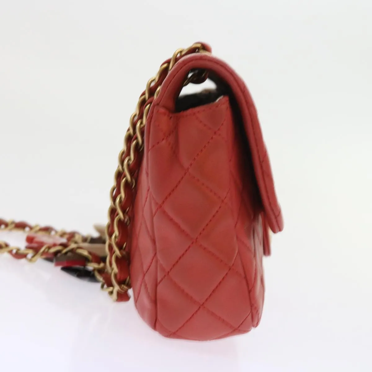 CHANEL Matelasse Chain Shoulder Bag Lamb Skin Valentine Only Pink CC 57072A