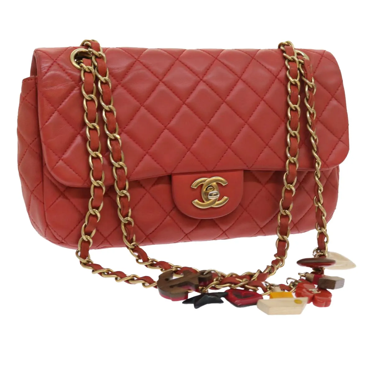 CHANEL Matelasse Chain Shoulder Bag Lamb Skin Valentine Only Pink CC 57072A