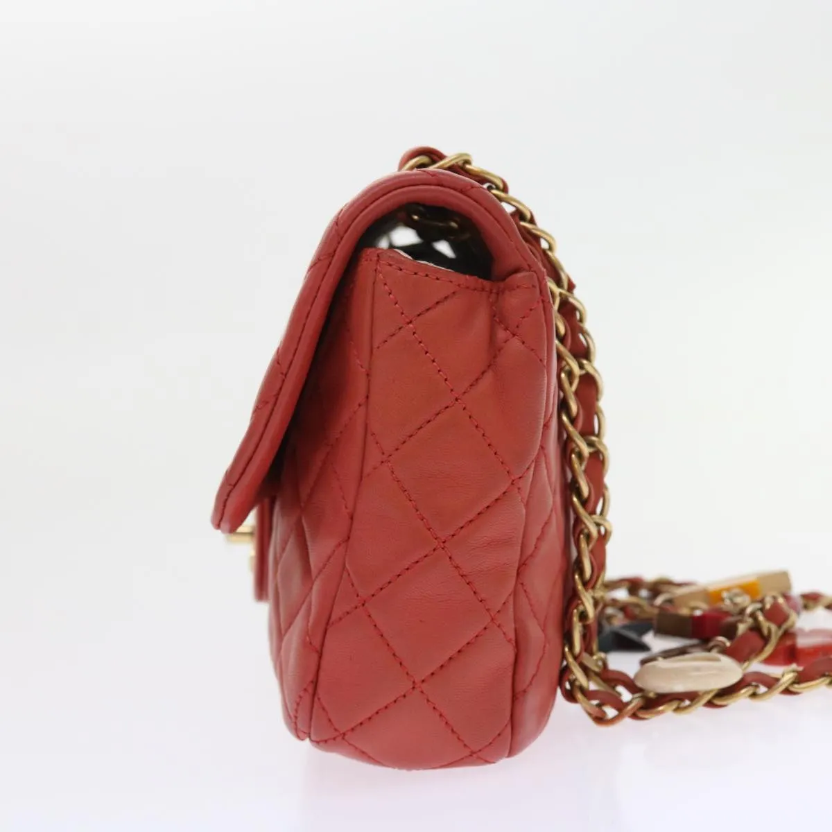 CHANEL Matelasse Chain Shoulder Bag Lamb Skin Valentine Only Pink CC 57072A