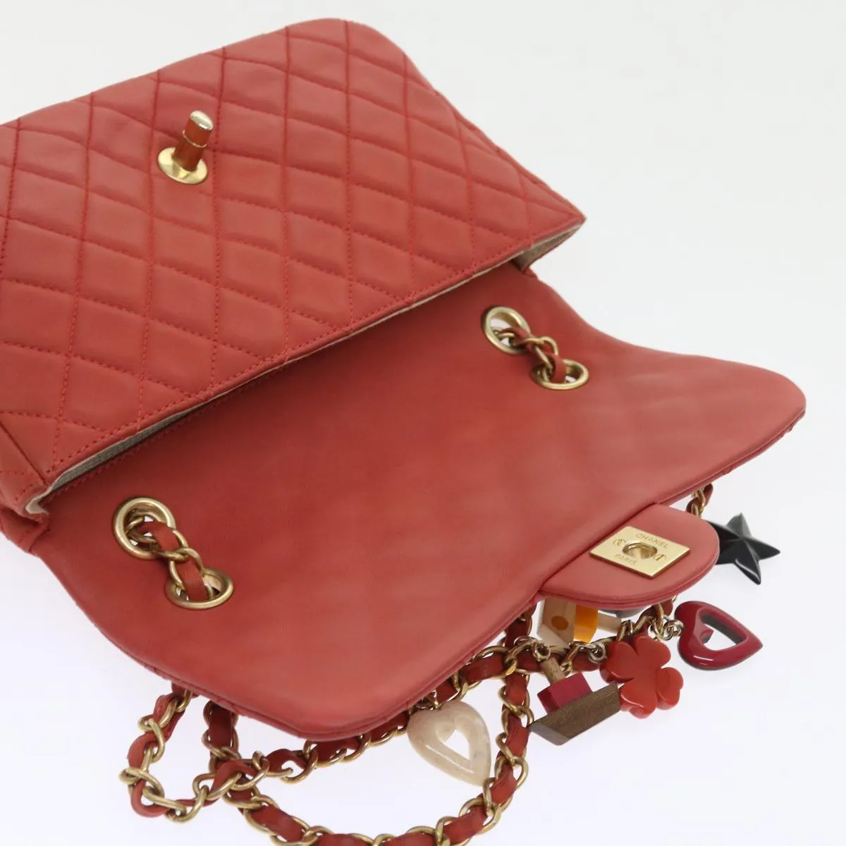 CHANEL Matelasse Chain Shoulder Bag Lamb Skin Valentine Only Pink CC 57072A