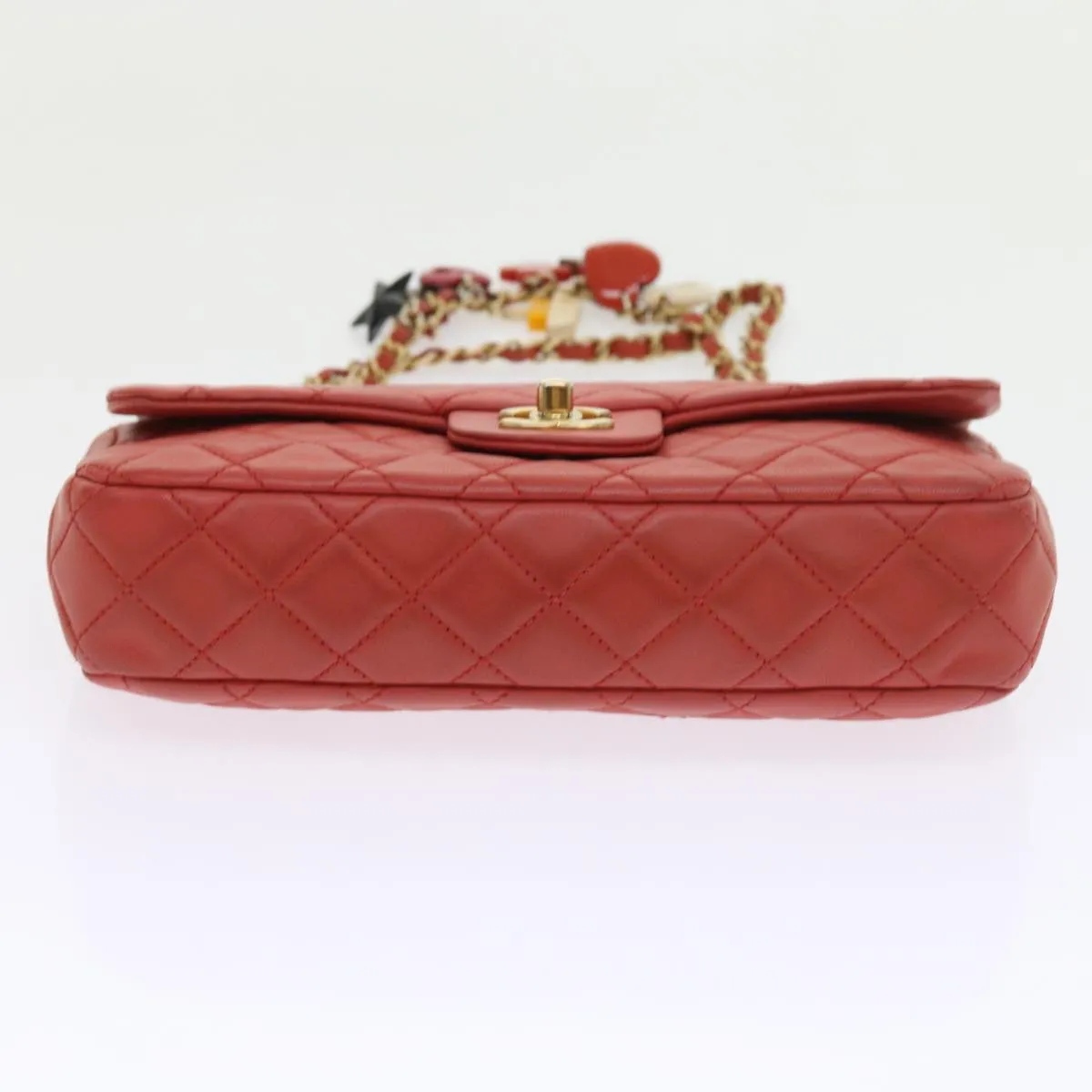 CHANEL Matelasse Chain Shoulder Bag Lamb Skin Valentine Only Pink CC 57072A