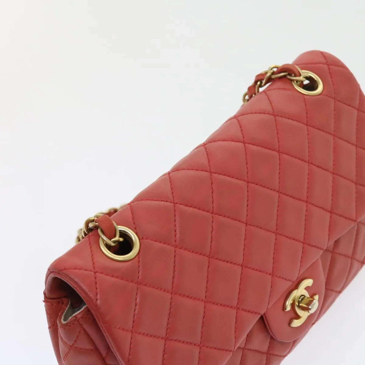 CHANEL Matelasse Chain Shoulder Bag Lamb Skin Valentine Only Pink CC 57072A