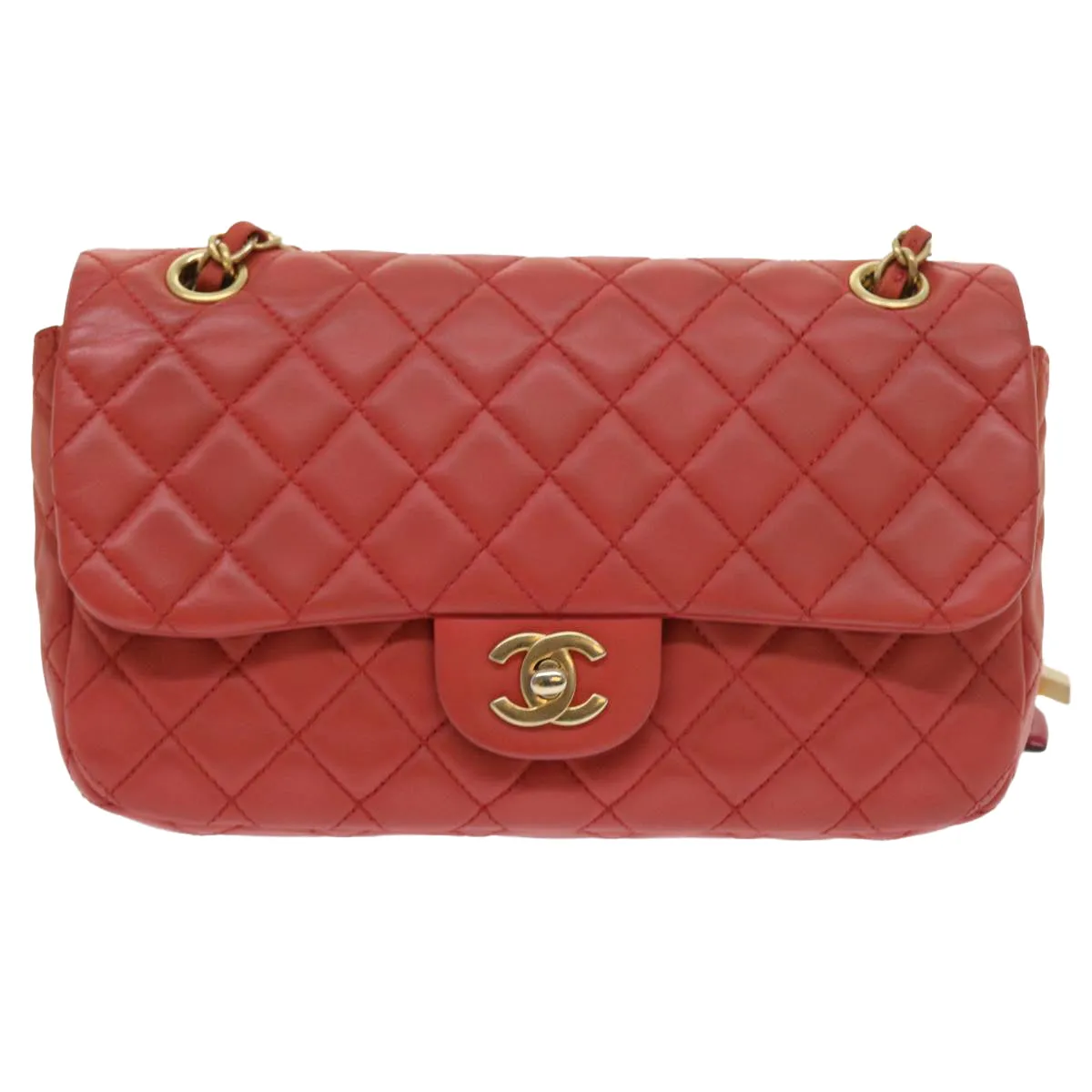 CHANEL Matelasse Chain Shoulder Bag Lamb Skin Valentine Only Pink CC 57072A