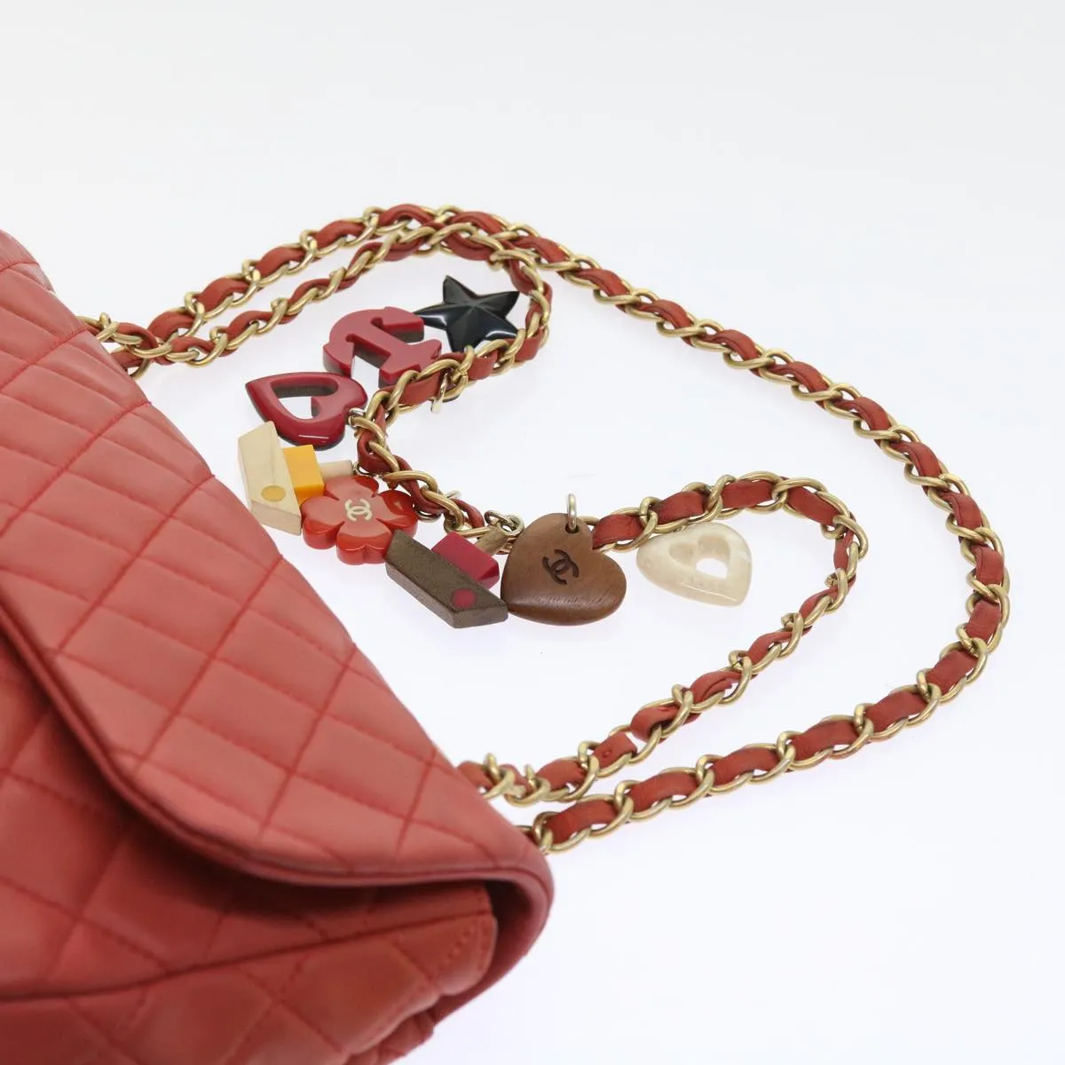 CHANEL Matelasse Chain Shoulder Bag Lamb Skin Valentine Only Pink CC 57072A