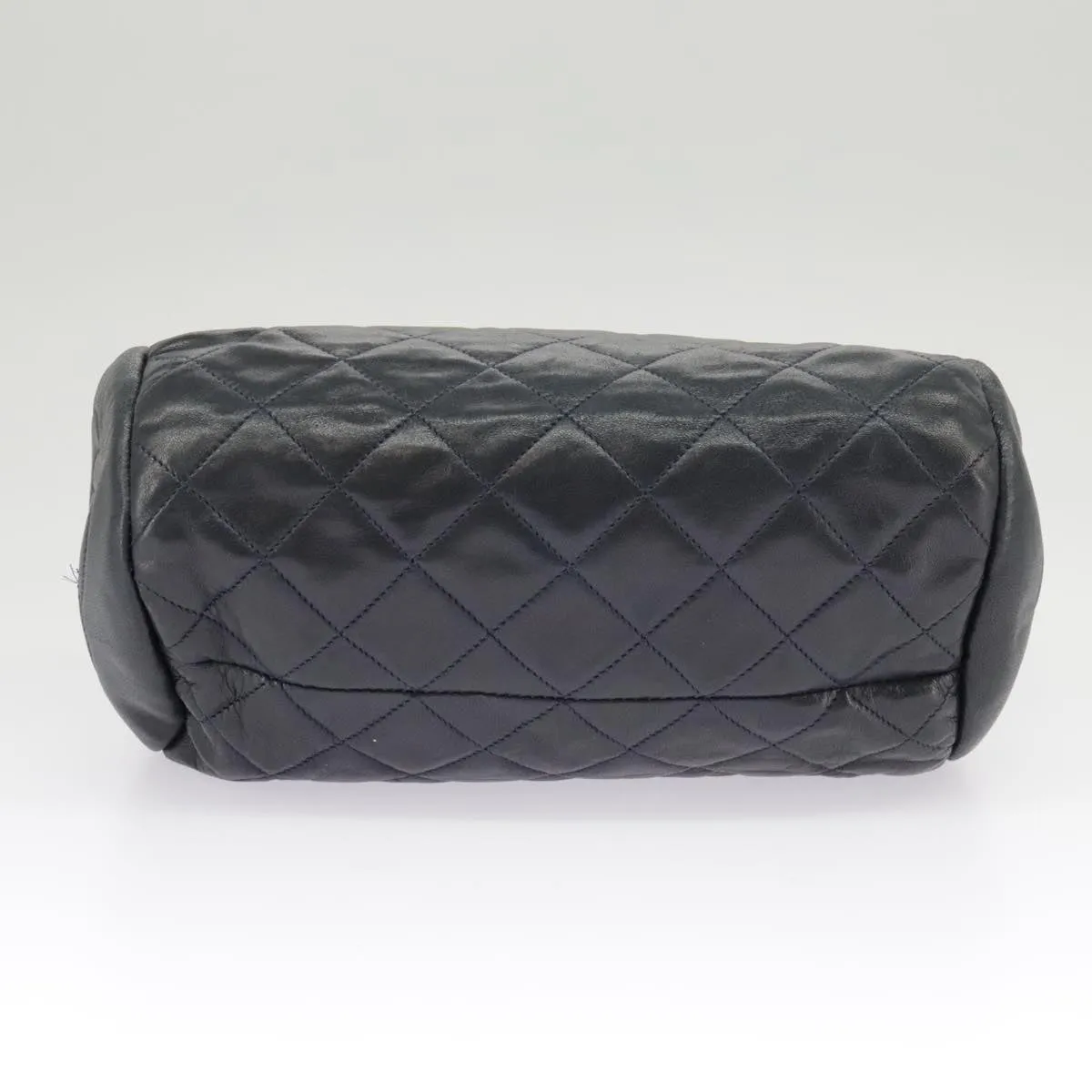 CHANEL Matelasse Chain Shoulder Bag Leather Navy Gold CC 98296