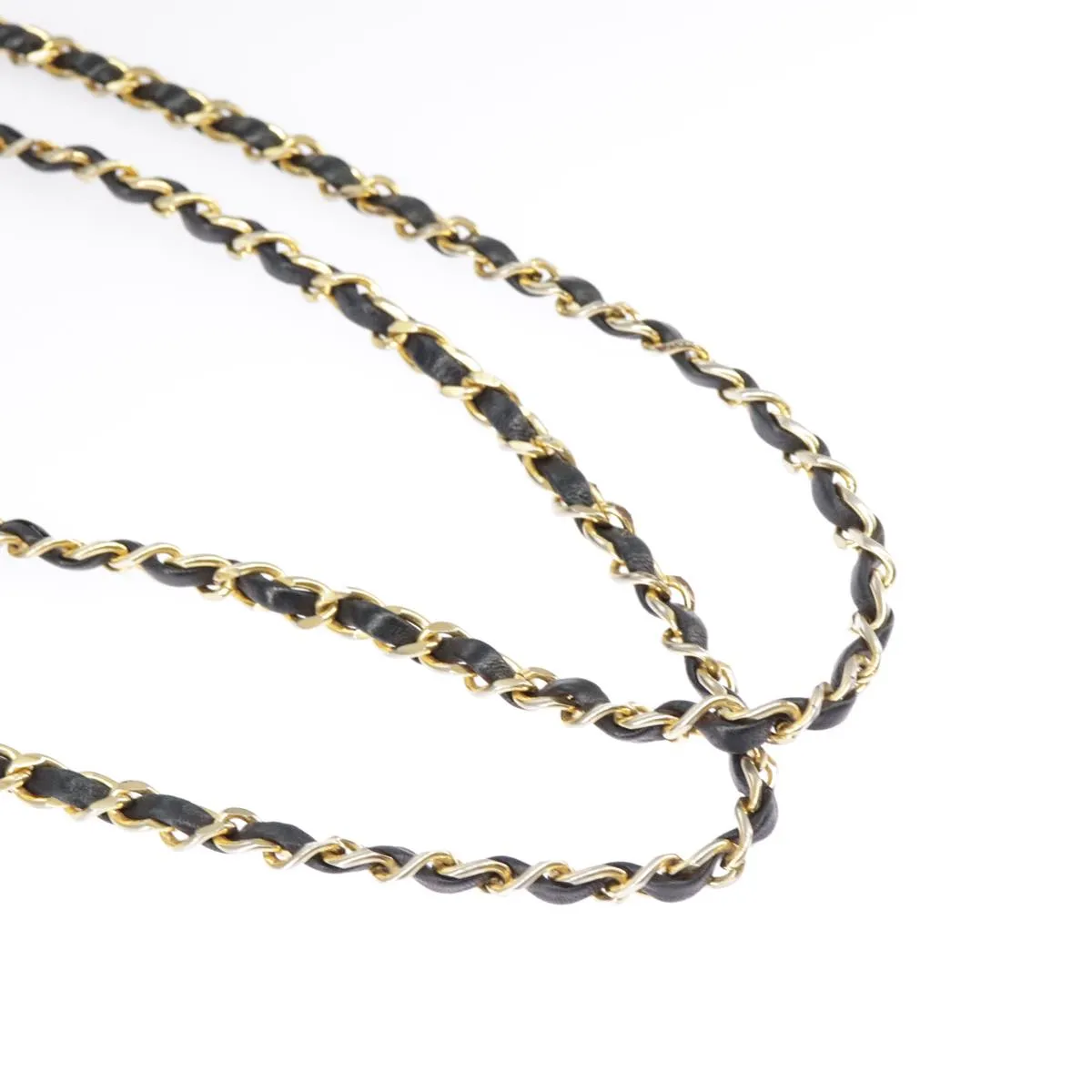 CHANEL Matelasse Chain Shoulder Bag Leather Navy Gold CC 98296